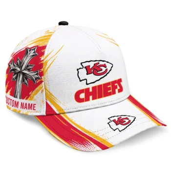 Kansas City Chiefs Cap - Personalized Grunge Cross Red White
