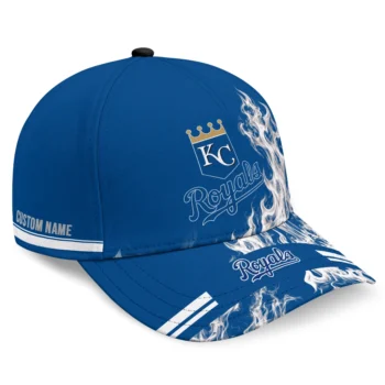 Kansas City Royals Cap - Custom Smoke Flames Royal Blue