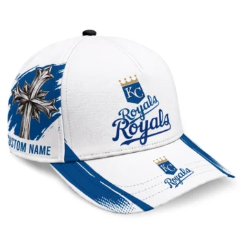 Kansas City Royals Cap - Customized Grunge Cross Royal Blue White
