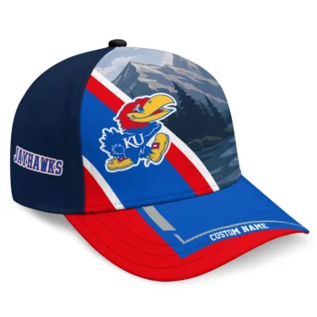 Kansas Jayhawks Cap - Personalized Diagonal Slash Blue
