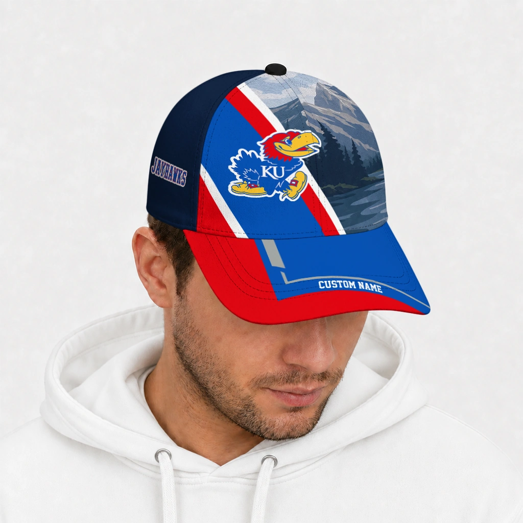 kansas-jayhawks-cap-personalized-diagonal-slash-blue-new-arrival.webp
