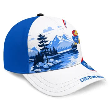 Kansas Jayhawks Cap - Personalized Flat Illustration Blue White