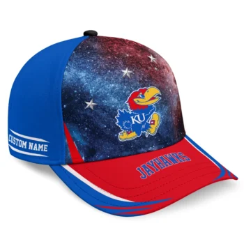 Kansas Jayhawks Cap - Personalized Galaxy Nebula Blue