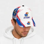kansas-jayhawks-cap-personalized-grunge-cross-blue-white-best-selling.webp