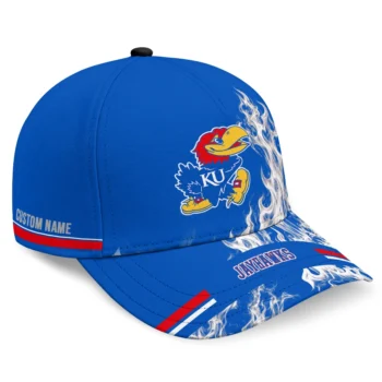 Kansas Jayhawks Cap - Personalized Smoke Flames Blue