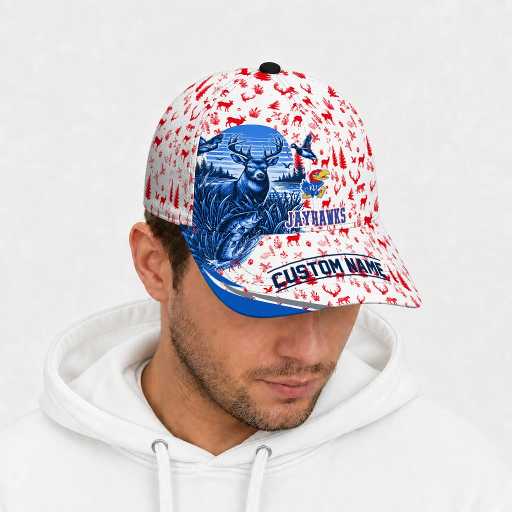 kansas-jayhawks-cap-personalized-toile-pattern-blue-white-new-arrival.webp
