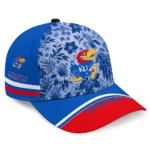 kansas-jayhawks-cap-personalized-tropical-floral-blue-best-selling.webp