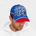 kansas-jayhawks-cap-personalized-tropical-floral-blue-best-selling.webp