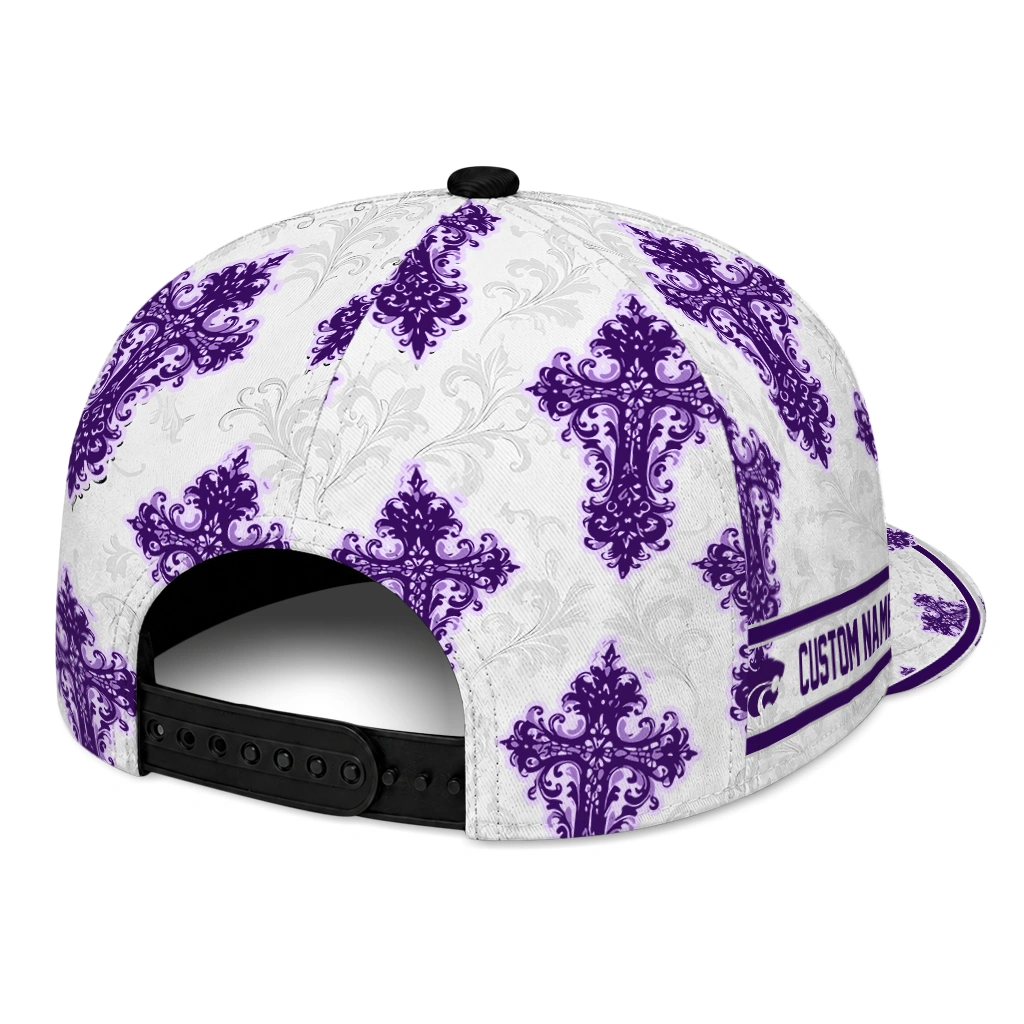 kansas-state-wildcats-cap-customized-damask-pattern-purple-white-fashion-forward.webp