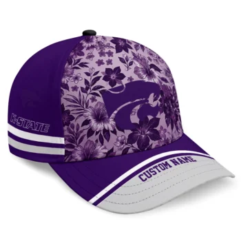 Kansas State Wildcats Cap - Customized Tropical Floral Purple