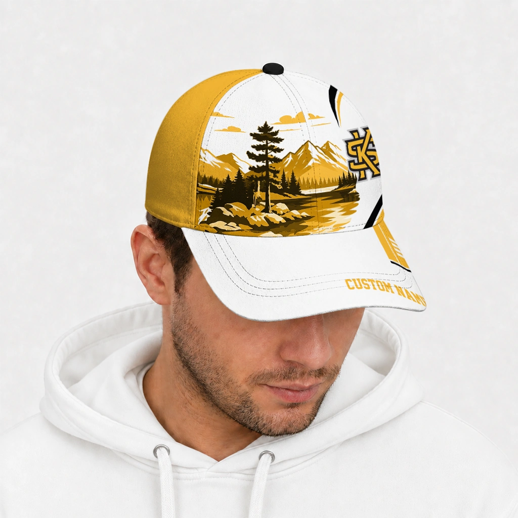 kennesaw-state-owls-cap-customized-flat-illustration-gold-white-new-arrival.webp