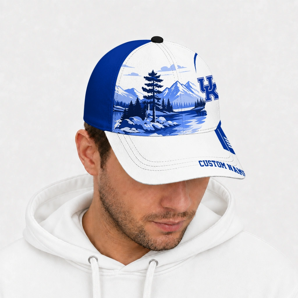 kentucky-wildcats-cap-custom-flat-illustration-blue-white-new-arrival.webp