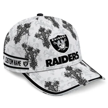 Las Vegas Raiders Cap - Personalized Damask Pattern Black White