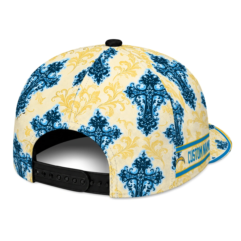 los-angeles-chargers-cap-custom-damask-pattern-blue-white-fashion-forward.webp