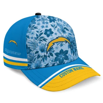 Los Angeles Chargers Cap - Personalized Tropical Floral Blue