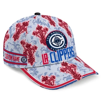 Los Angeles Clippers Cap - Custom Damask Pattern Red White