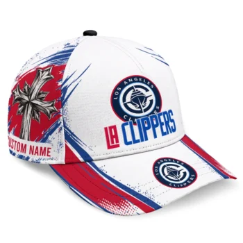 Los Angeles Clippers Cap - Customized Grunge Cross Red White