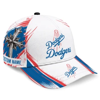 Los Angeles Dodgers Cap - Custom Grunge Cross Blue White