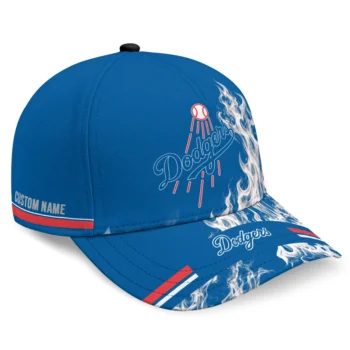 Los Angeles Dodgers Cap - Personalized Smoke Flames Blue