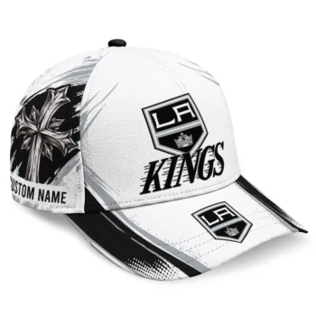 Los Angeles Kings Cap - Personalized Grunge Cross Black White