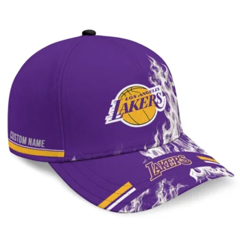 Los Angeles Lakers Cap - Customized Smoke Flames Purple