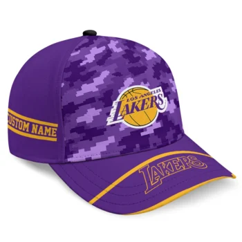 Los Angeles Lakers Cap - Personalized Pixel Camo Purple