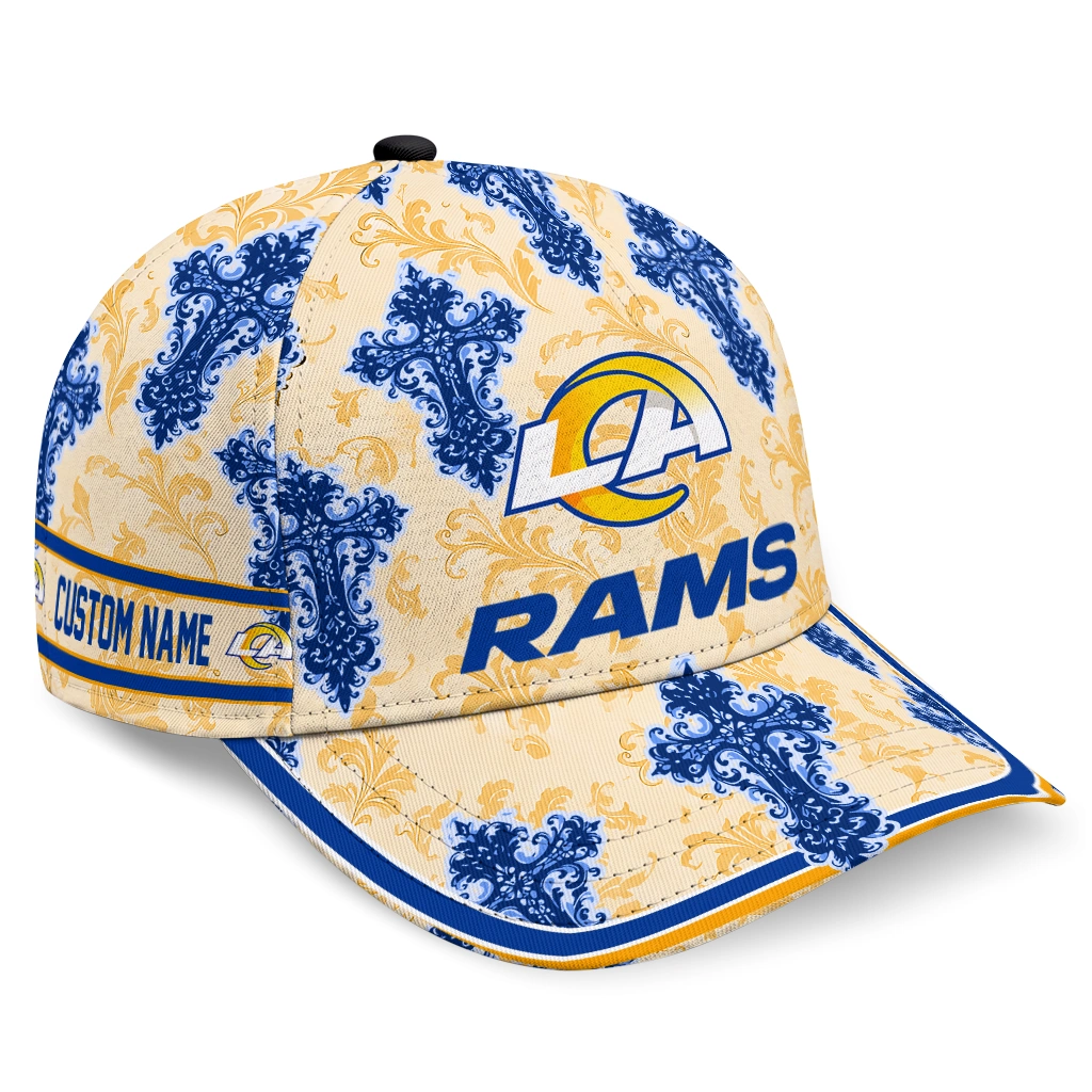 los-angeles-rams-cap-customized-damask-pattern-blue-white-best-selling.webp los angeles rams cap customized damask pattern blue white best selling