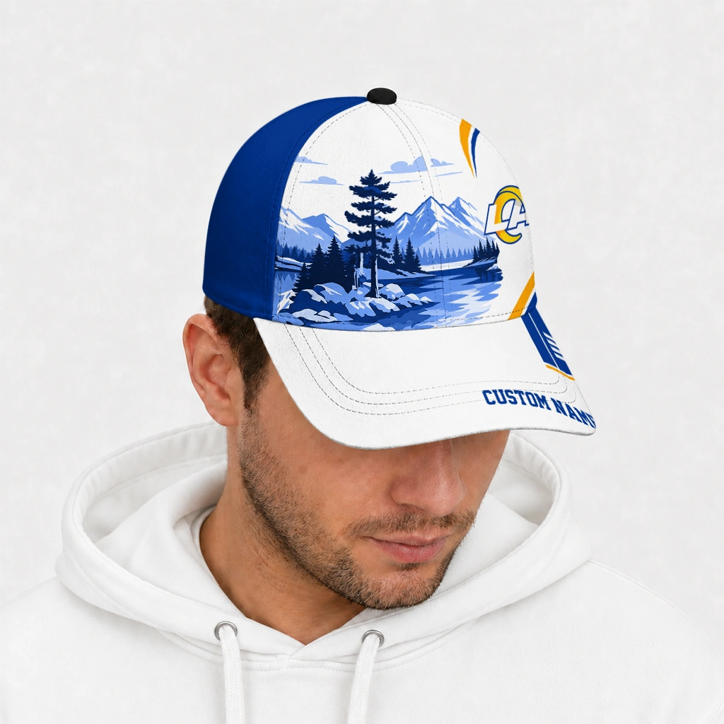 los-angeles-rams-cap-customized-flat-illustration-blue-white-new-arrival.webp