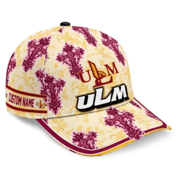 Louisiana-Monroe Warhawks Cap - Custom Damask Pattern Red White