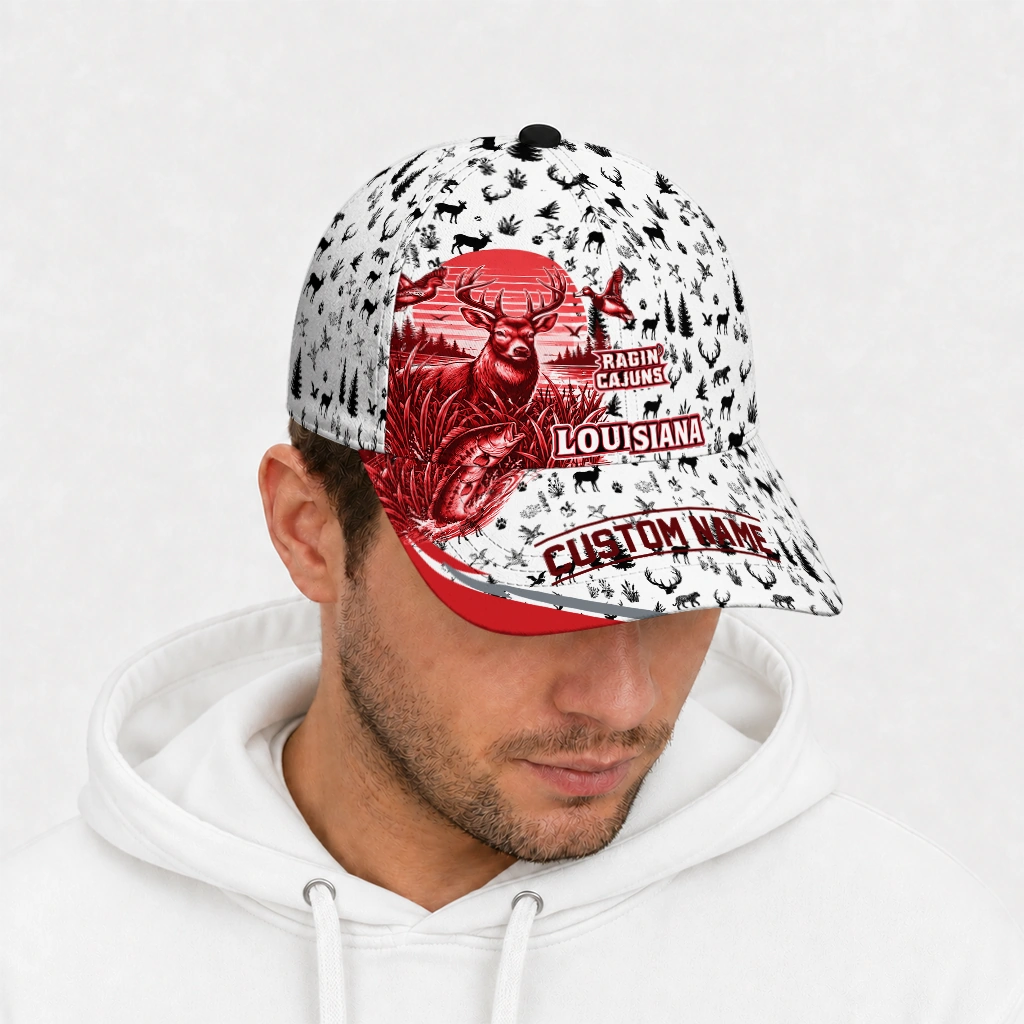 louisiana-ragin-cajuns-cap-custom-toile-pattern-red-white-new-arrival.webp