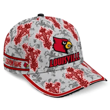 Louisville Cardinals Cap - Customized Damask Pattern Red White