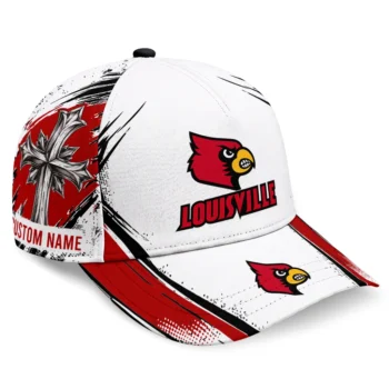 Louisville Cardinals Cap - Customized Grunge Cross Red White