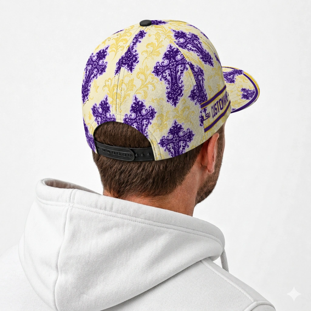 lsu-tigers-cap-personalized-damask-pattern-purple-white-latest-model.webp