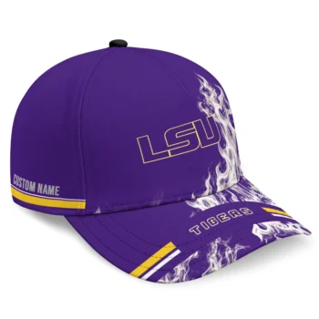 LSU Tigers Cap - Personalized Smoke Flames Purple