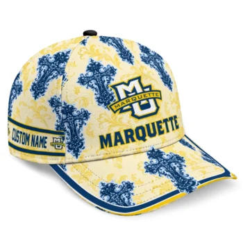 Marquette Golden Eagles Cap - Personalized Damask Pattern Blue White