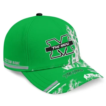 Marshall Thundering Herd Cap - Custom Smoke Flames Green