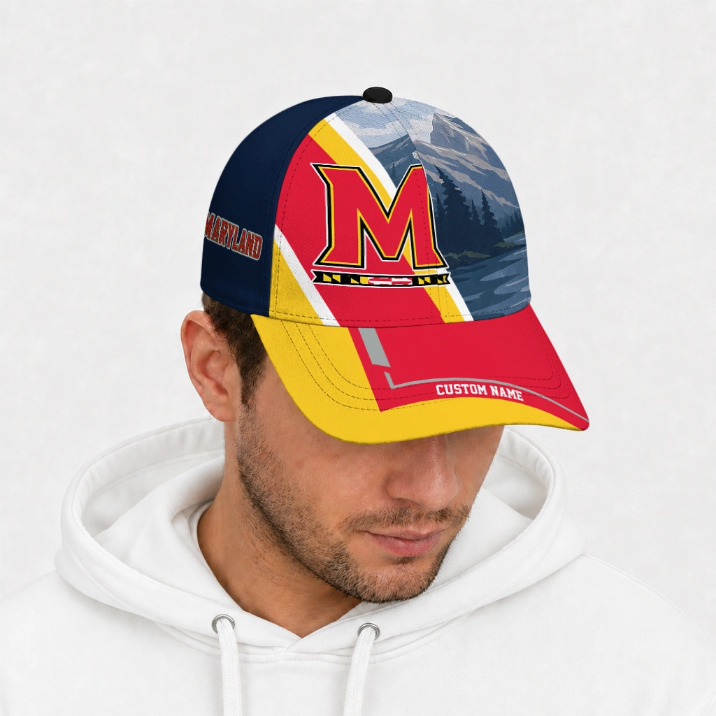 maryland-terrapins-cap-customized-diagonal-slash-red-new-arrival.webp