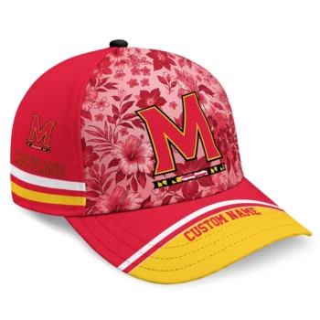 Maryland Terrapins Cap - Customized Tropical Floral Red