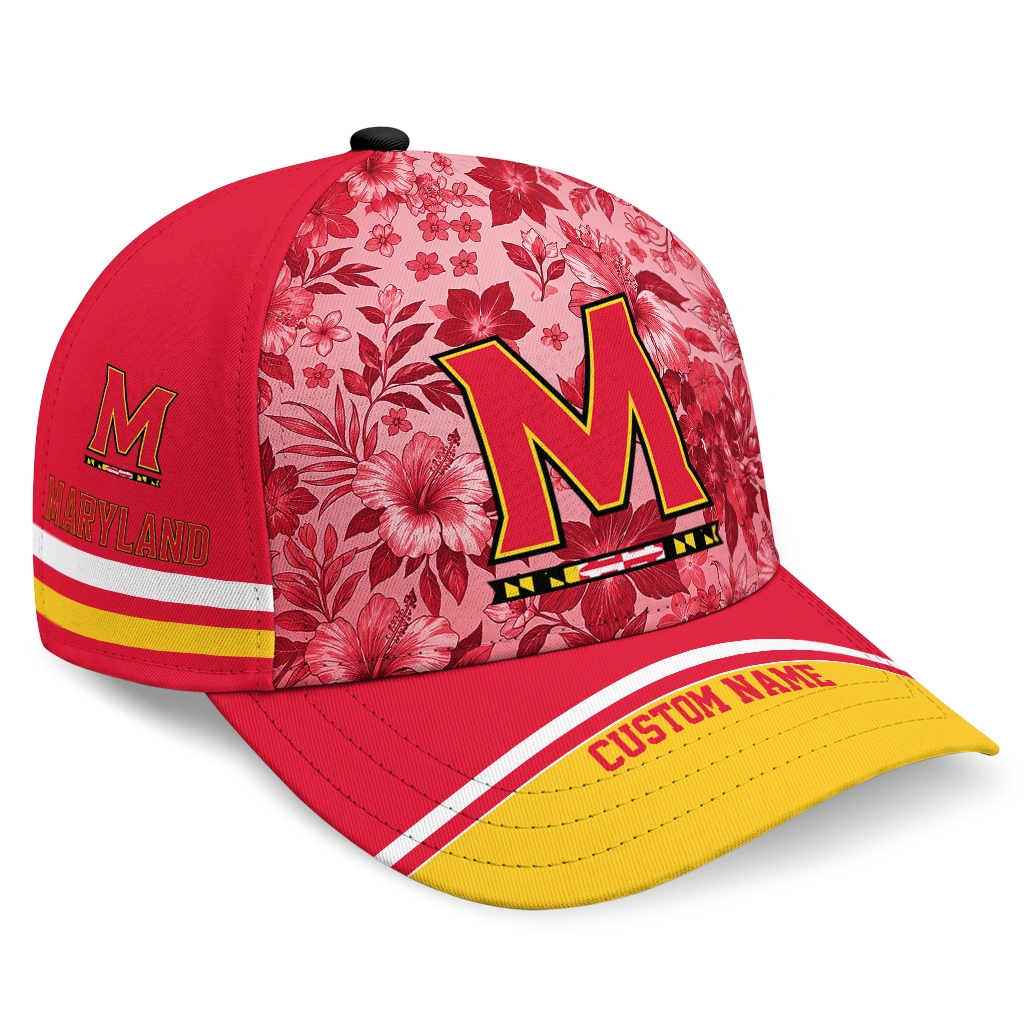maryland-terrapins-cap-customized-tropical-floral-red-best-selling.webp maryland terrapins cap customized tropical floral red best selling
