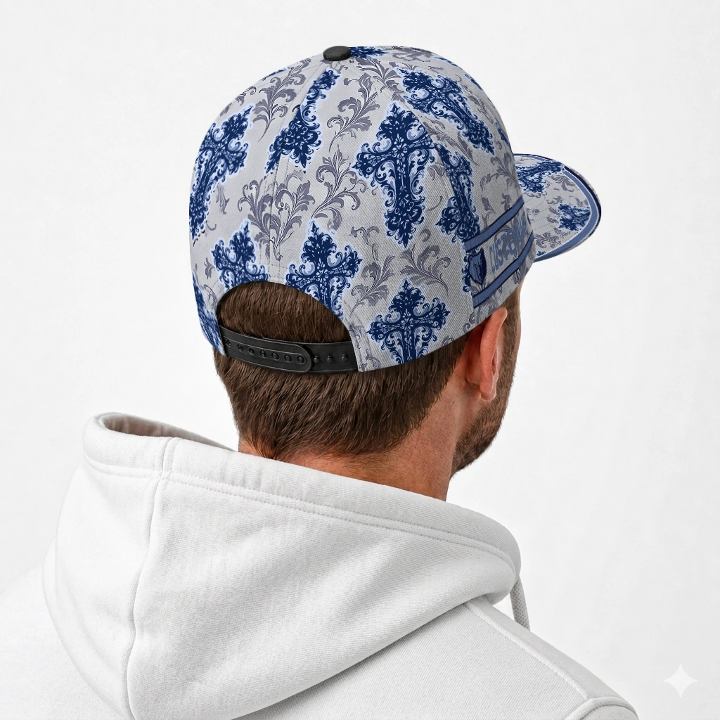 memphis-grizzlies-cap-personalized-damask-pattern-blue-white-latest-model.webp
