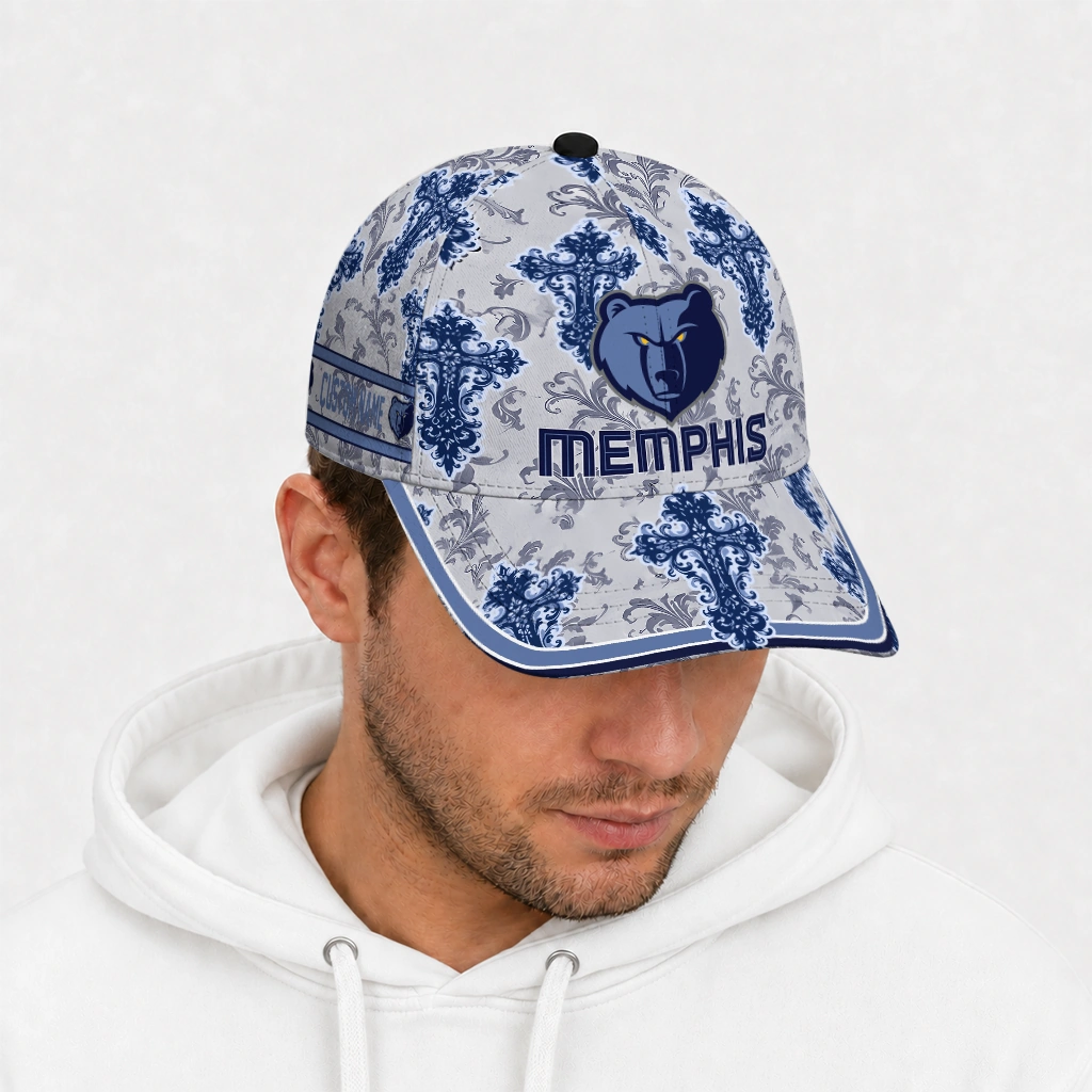 memphis-grizzlies-cap-personalized-damask-pattern-blue-white-new-arrival.webp