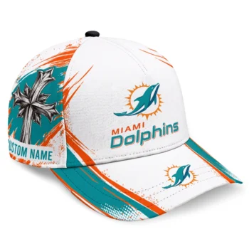 Miami Dolphins Cap - Custom Grunge Cross Aqua White