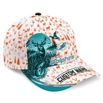 Miami Dolphins Cap - Custom Toile Pattern Aqua White