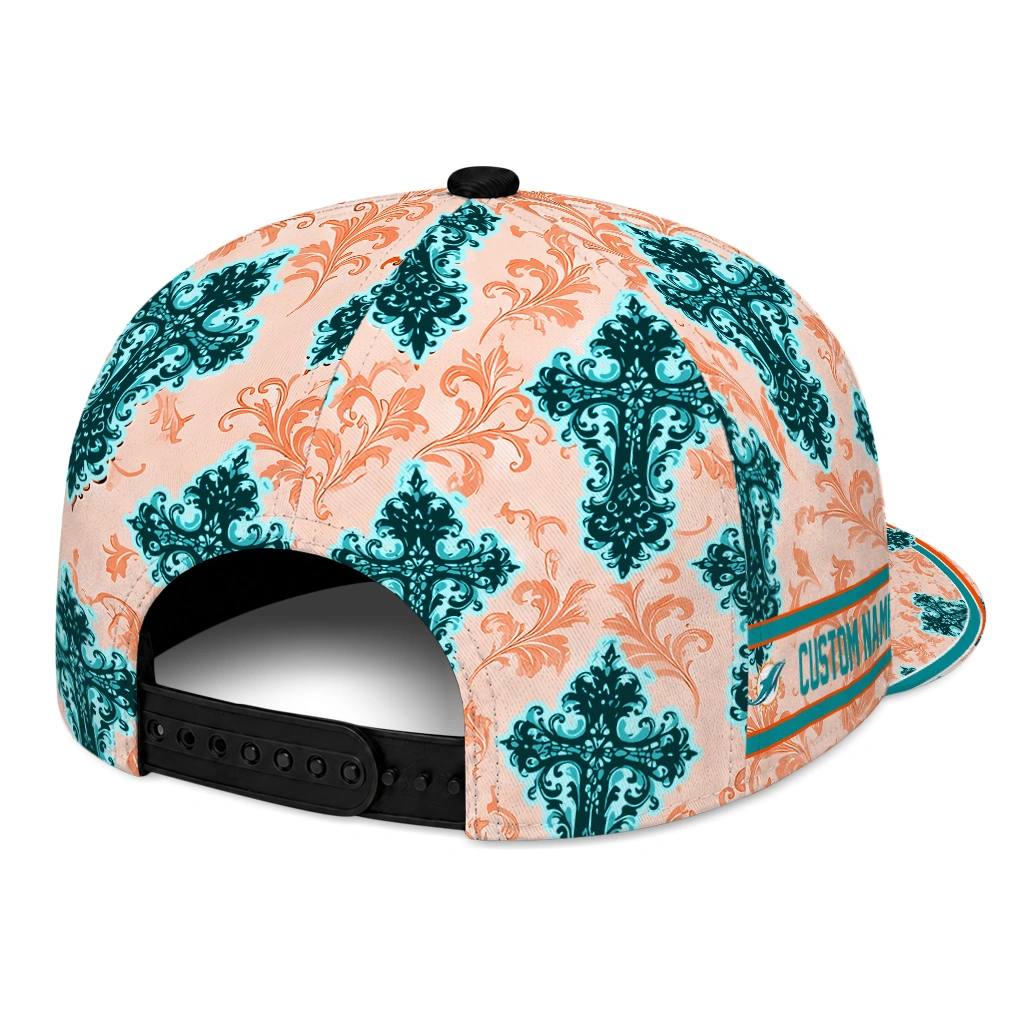 miami-dolphins-cap-personalized-damask-pattern-aqua-white-fashion-forward.webp