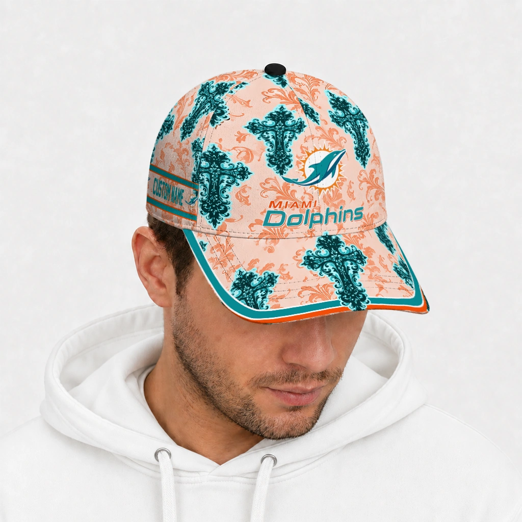 miami-dolphins-cap-personalized-damask-pattern-aqua-white-new-arrival.webp
