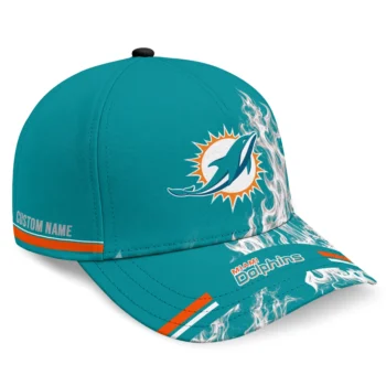 Miami Dolphins Cap - Personalized Smoke Flames Aqua
