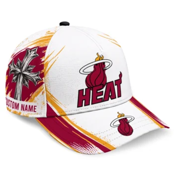 Miami Heat Cap - Customized Grunge Cross Red White