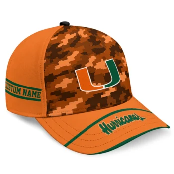 Miami Hurricanes Cap - Customized Pixel Camo Orange