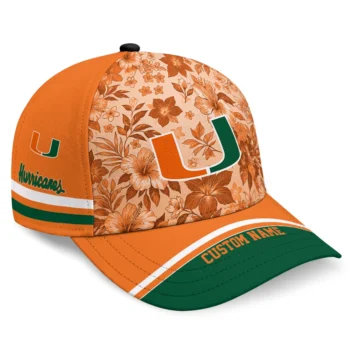 Miami Hurricanes Cap - Customized Tropical Floral Orange