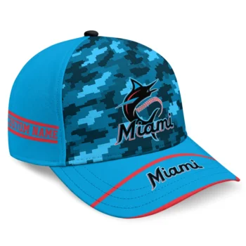 Miami Marlins Cap - Customized Pixel Camo Blue